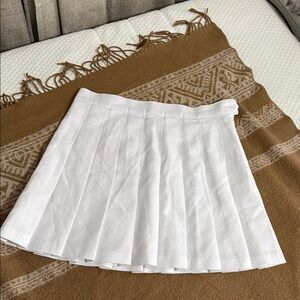American Apparel White Pleated Mini Skirt